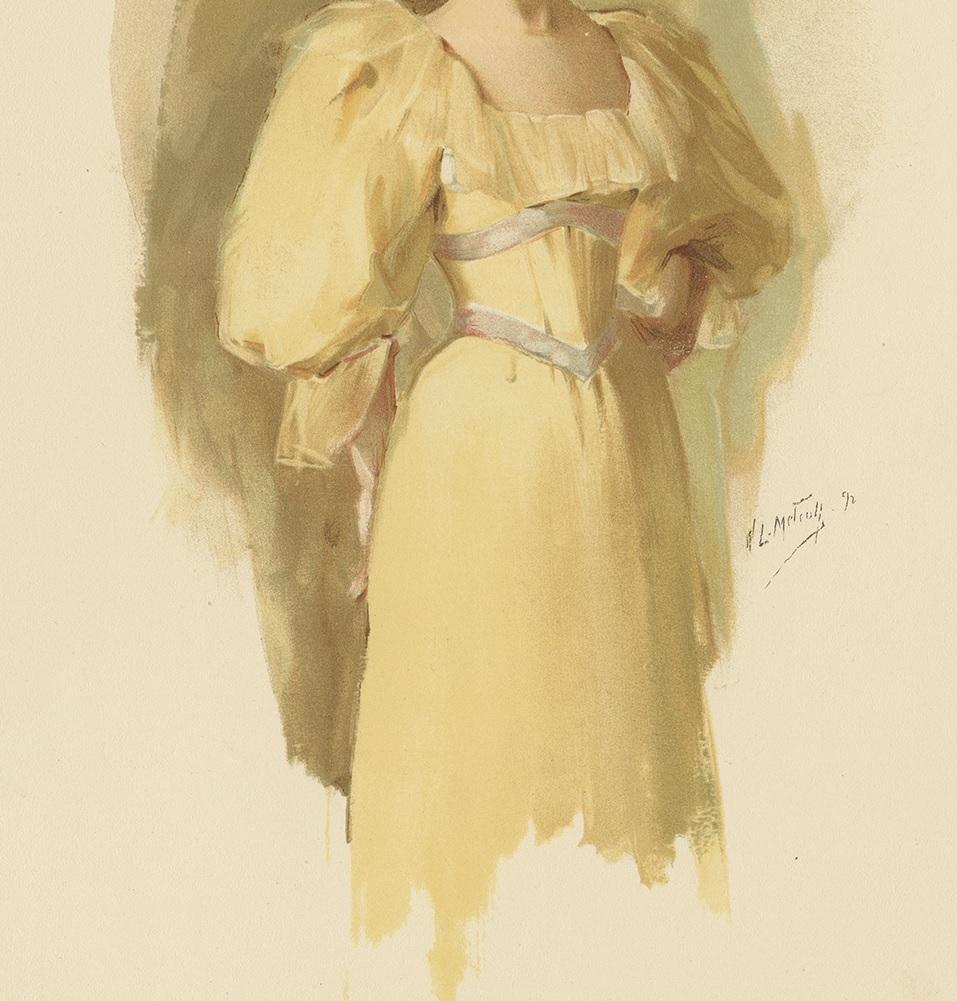 Antiker Druck einer Frau, hergestellt nach W.L. Metcalf, um 1893 (19. Jahrhundert) im Angebot