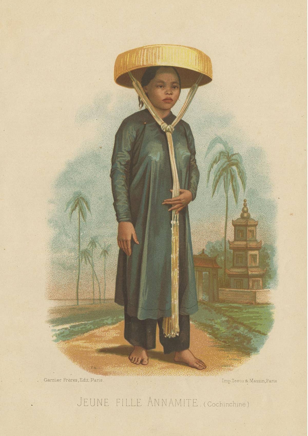 Antique Print of a Woman of Cochinchina by Testu & Massin, 1876