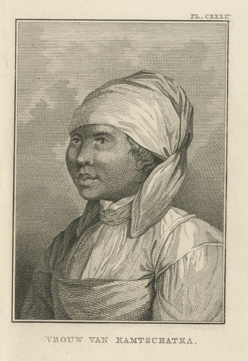 Paper Antique Print of a Woman of Kamchatka, Russia by Cook, 1803 For Sale