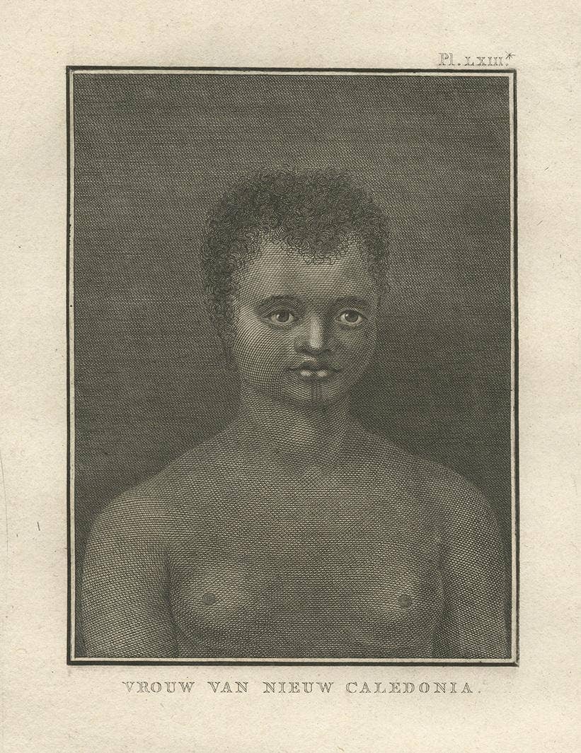 Antique Print of a Woman of New Caledonia by Cook, 1803