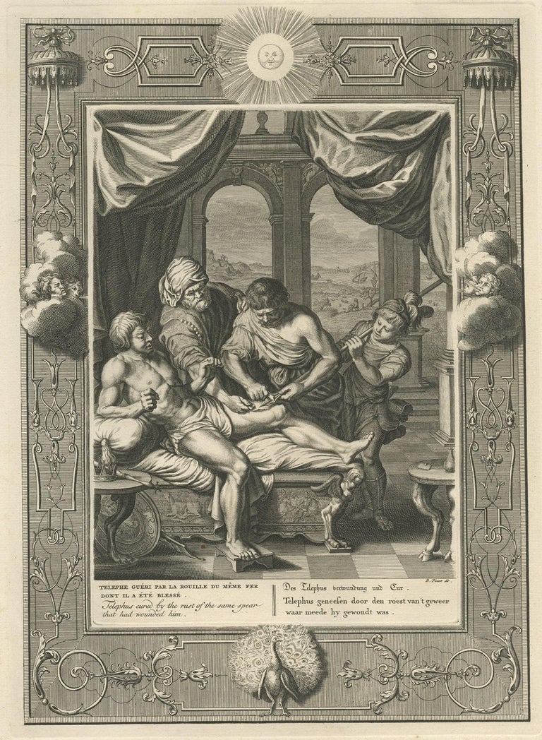 Antique Print Of A Wounded Telephos, After Consulting The Oracle Of Delphi,  1733 For Sale At 1Stdibs