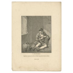 Impression ancienne d'un jeune bélier, 1835