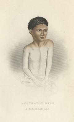 Antique Print of a Young Boy of the San People by Pickering, 1850