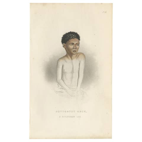 Antique Print of a Young Boy of the San People by Pickering, 1850