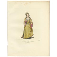 Antique Print of a Young Duchess, 15th Century, by Bonnard, 1860