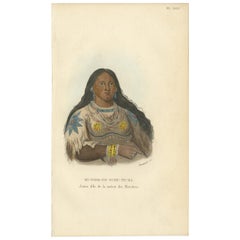 Impression ancienne d'une jeune fille de la tribu Mandan '1' par Prichard:: 1843