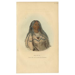 Antique Print of a Young Girl of the Mandan Tribe '2' by Prichard, 1843