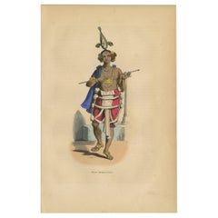 Antique Print of a young Hindu Dancer by Wahlen '1843'