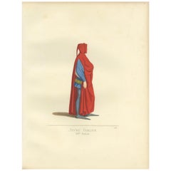 Antiker Druck eines jungen italienischen Mannes, 14. Jahrhundert, von Bonnard, 1860