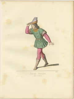 Antiker Druck eines jungen italienischen Mannes, 15. Jahrhundert, von Bonnard, 1860
