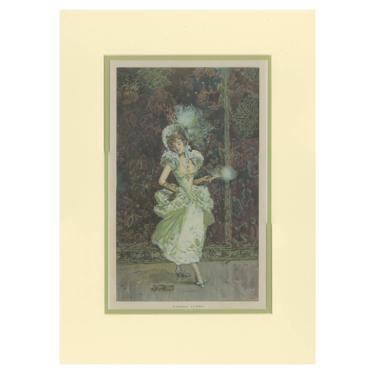 Antique Print of a Young Lady in Dress 'c.1900'