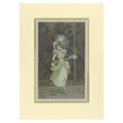 Impression ancienne d'une jeune femme en robe, circa 1900