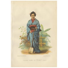 Antique Print of a Young Lady of Miyako by Grégoire '1883'