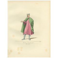 Stampa antica di un giovane uomo dalla Francia di Bonnard, 1860