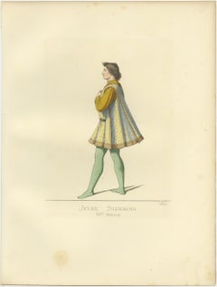 Grabado antiguo de un joven de Siena por Bonnard, 1860