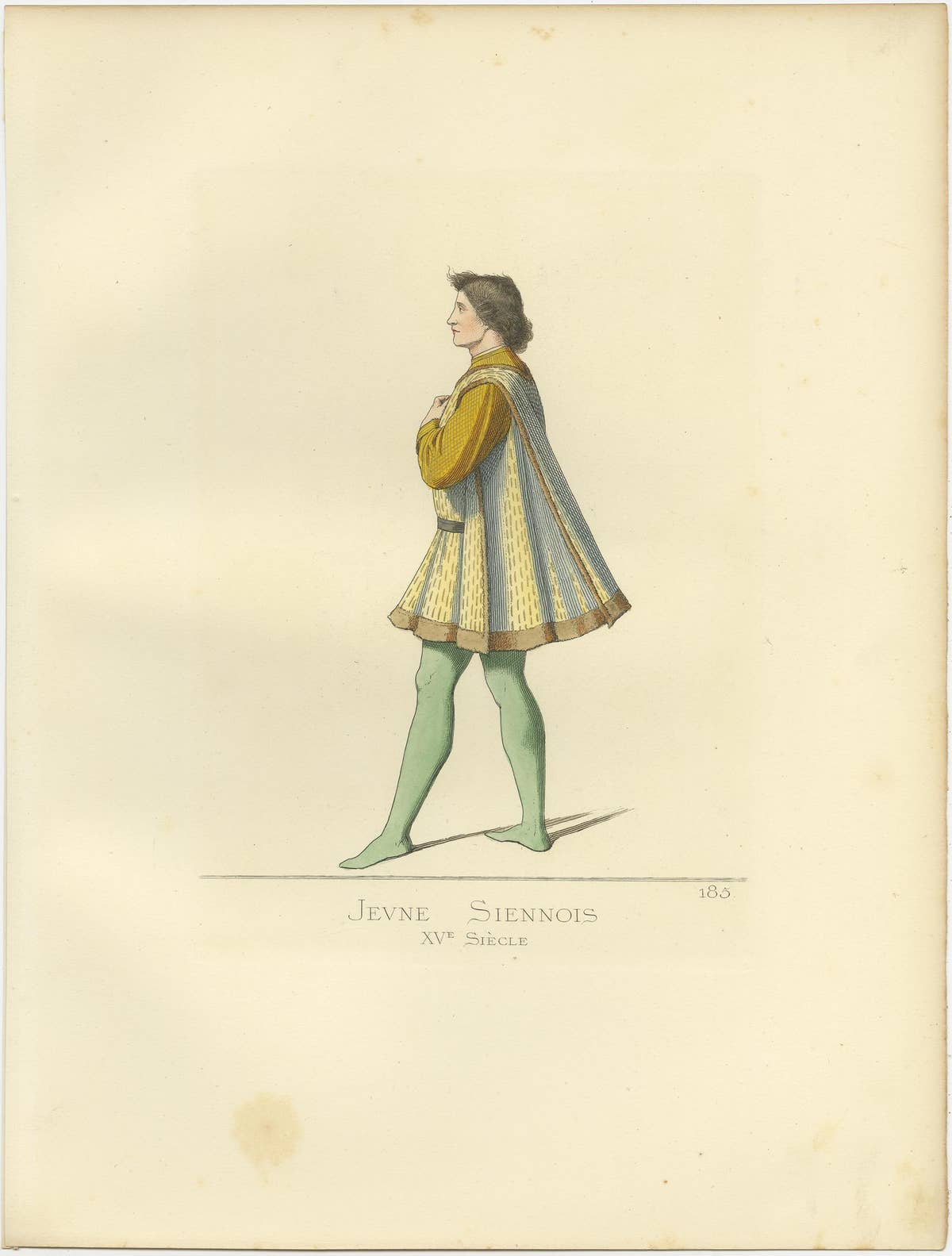Antique Print of a Young Man from Siena by Bonnard, 1860