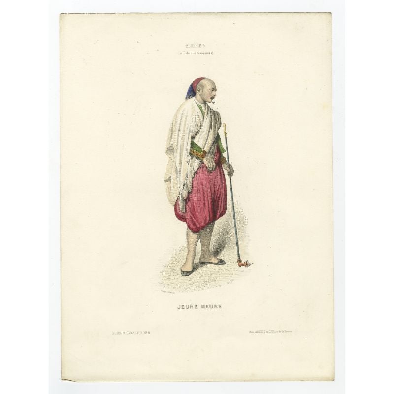 Antique Print of a Young Moor, Jean Maure, Algeria, 1850 In Good Condition For Sale In Langweer, NL