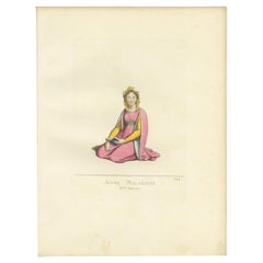 Antique Print of a Young Woman from Milan, 14th Century, by Bonnard, 1860