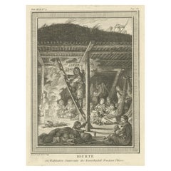 Stampa antica di una yurta e dei nativi della Kamchatka, Russia, 1770