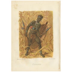 Antique Print of a Zulu Man by Grégoire, 1883
