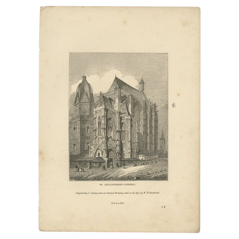 Impression ancienne de la cathédrale d'Aix-la-Chapelle par Knight, 1835 en vente