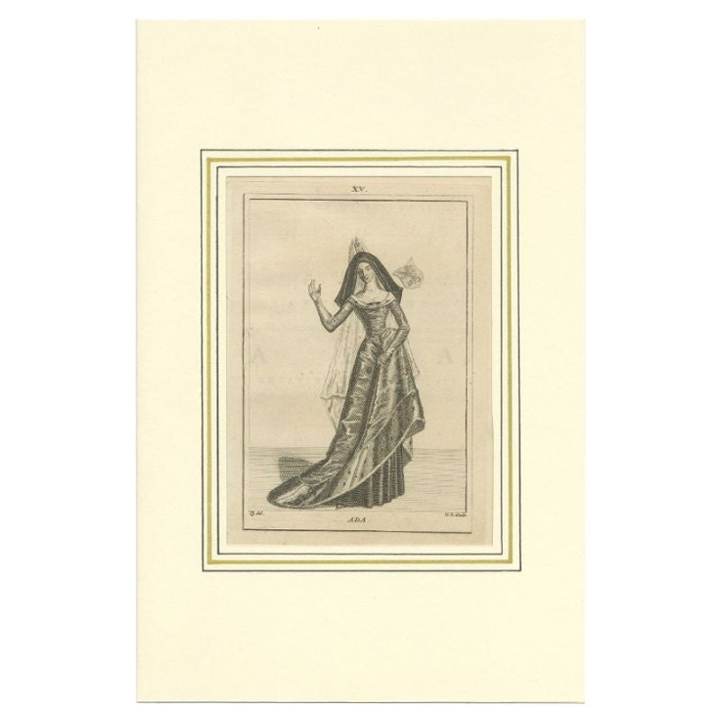 Estampe ancienne d'Ada, comtesse de Hollande, 1745