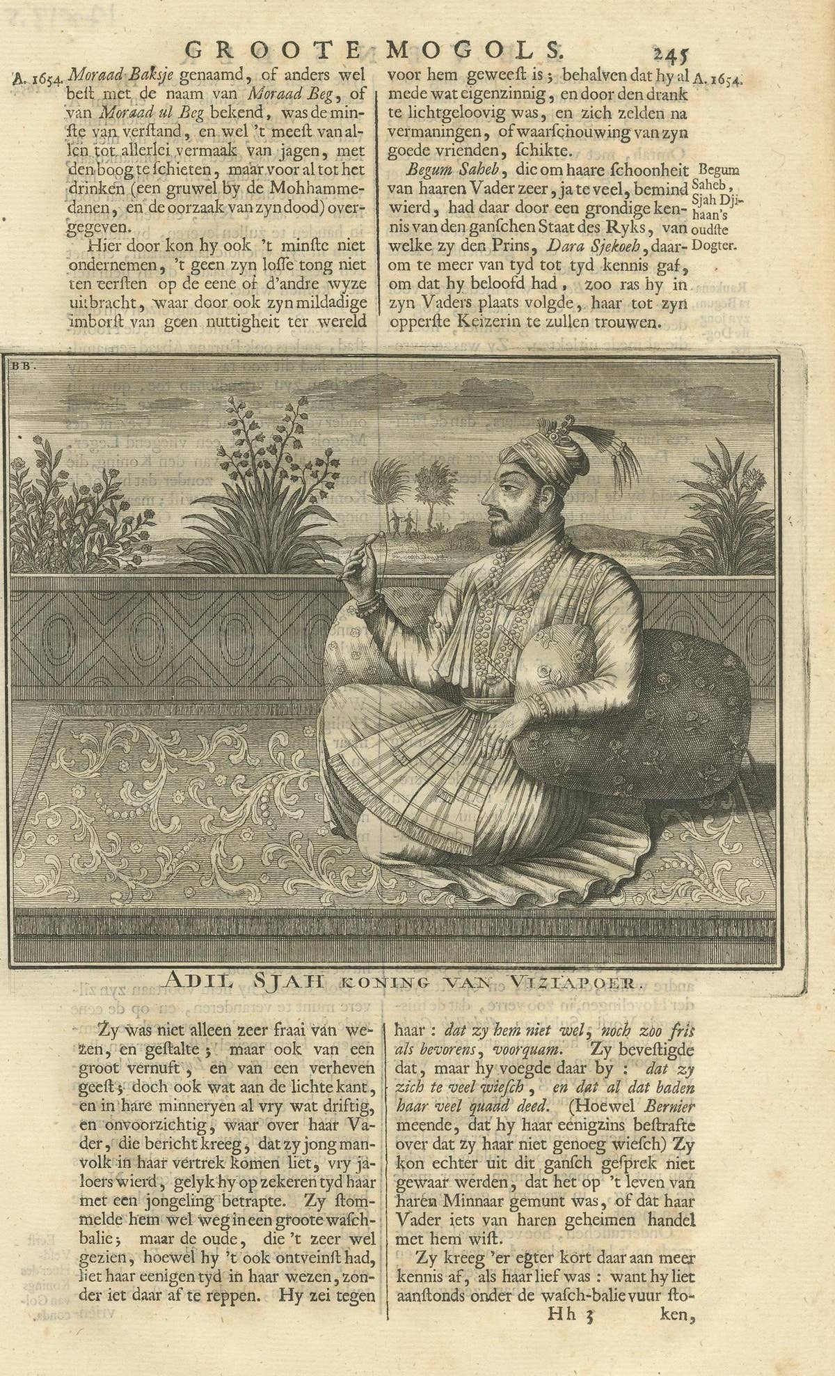 Antique Print of Adil Shah by Valentijn, 1726