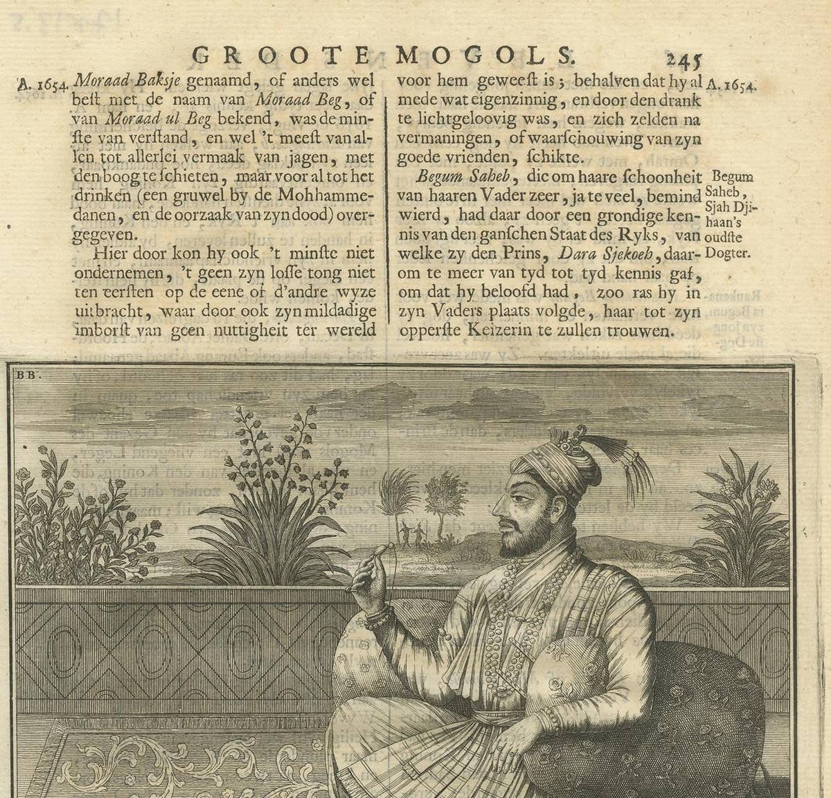 Antique Print of Adil Shah by Valentijn, 1726