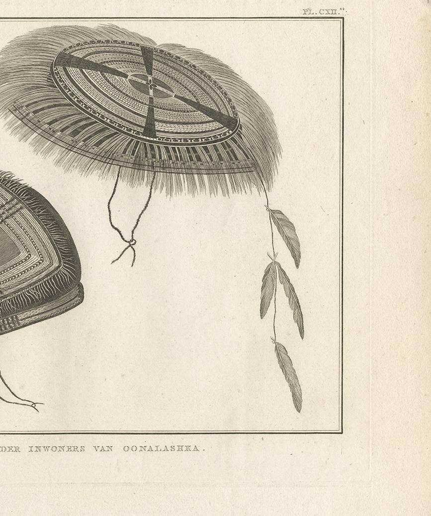 Antique Print of Alaska Costumes by Cook, 1803