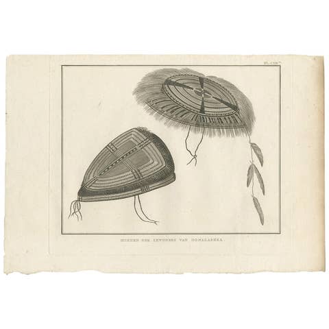 Antique Print of Alaska Costumes by Cook, 1803