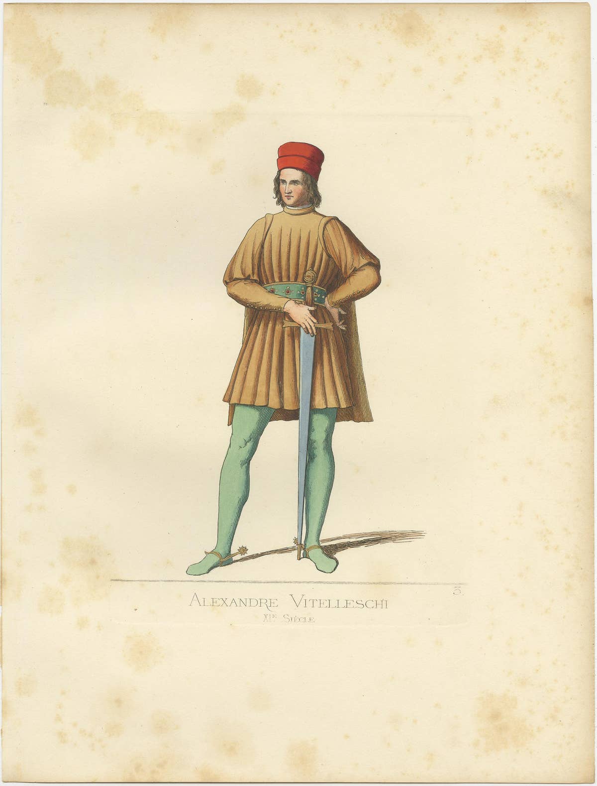 Antique Print of Alexandre Vitelleschi, Imperial Knight, by Bonnard, 1860