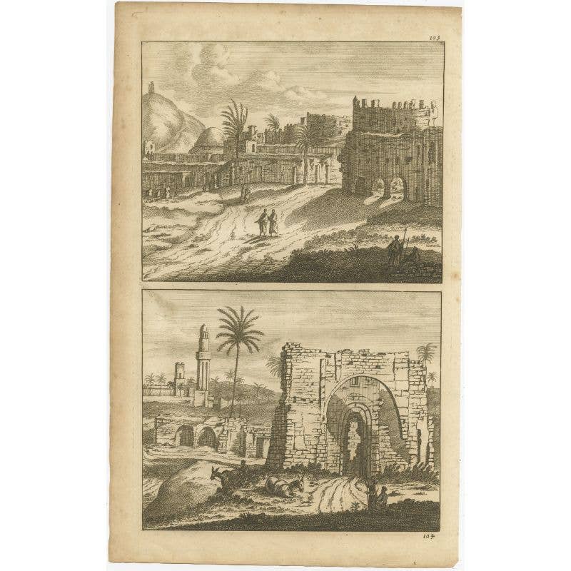Antique Print of Alexandria in Egypt, 1698