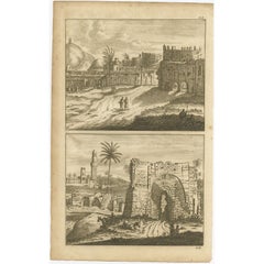 Antique Print of Alexandria in Egypt, 1698