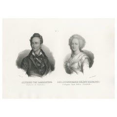 Antique Print of Alphonse de Lamartine and Élisabeth of France (1845)