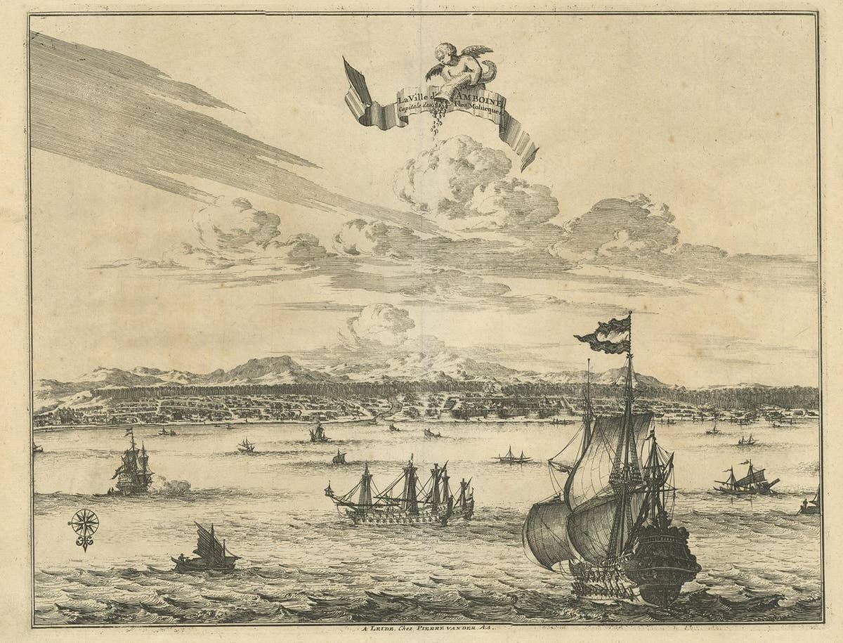 Antique Print of Amboina by Van der Aa, circa 1725