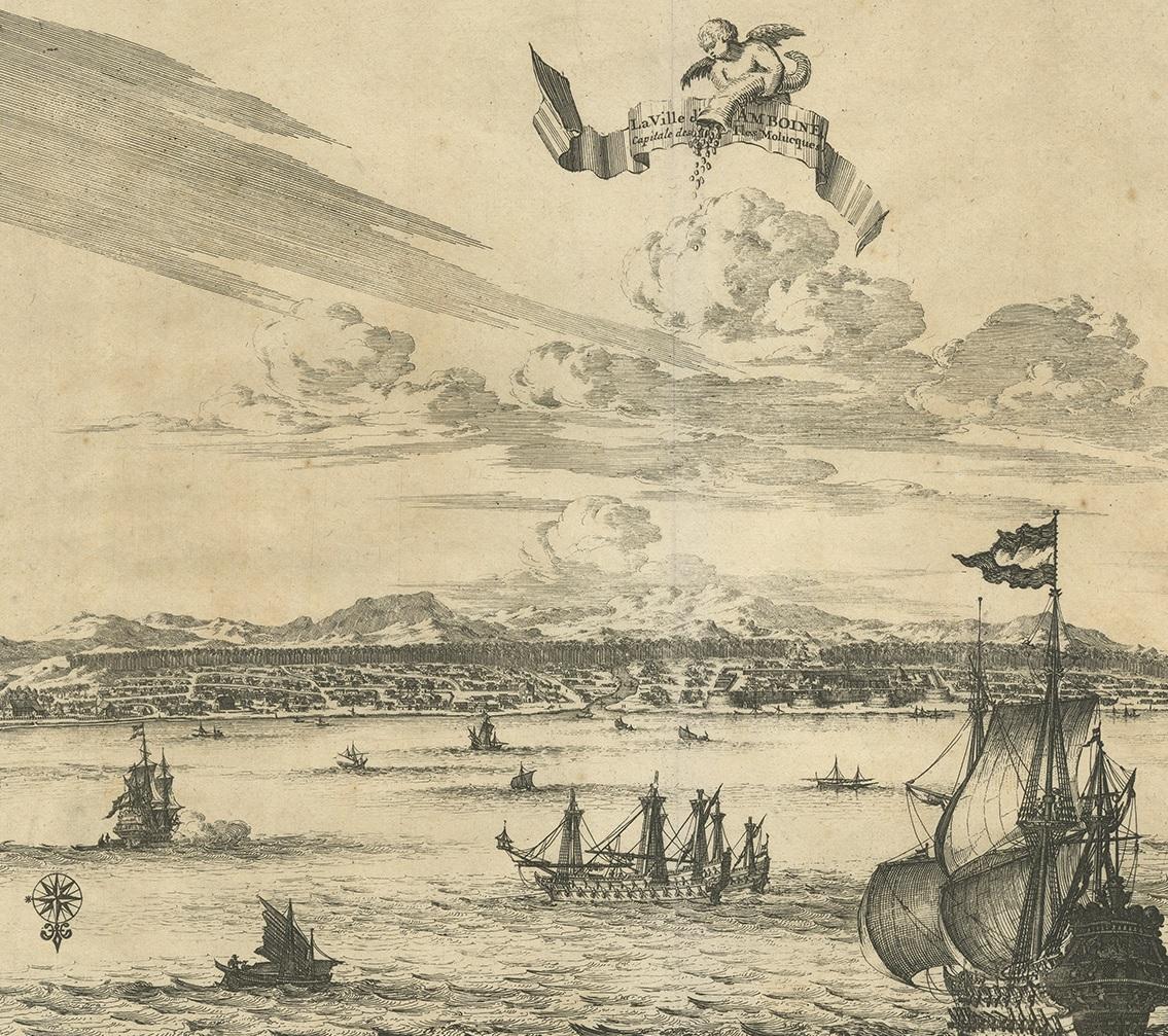 Antique Print of Amboina by Van der Aa, circa 1725 In Good Condition For Sale In Langweer, NL