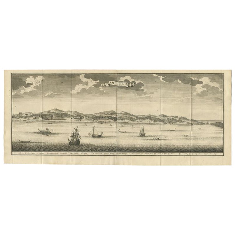 Antiker Druck aus Bernstein, Indonesien, von Valentijn, 1726