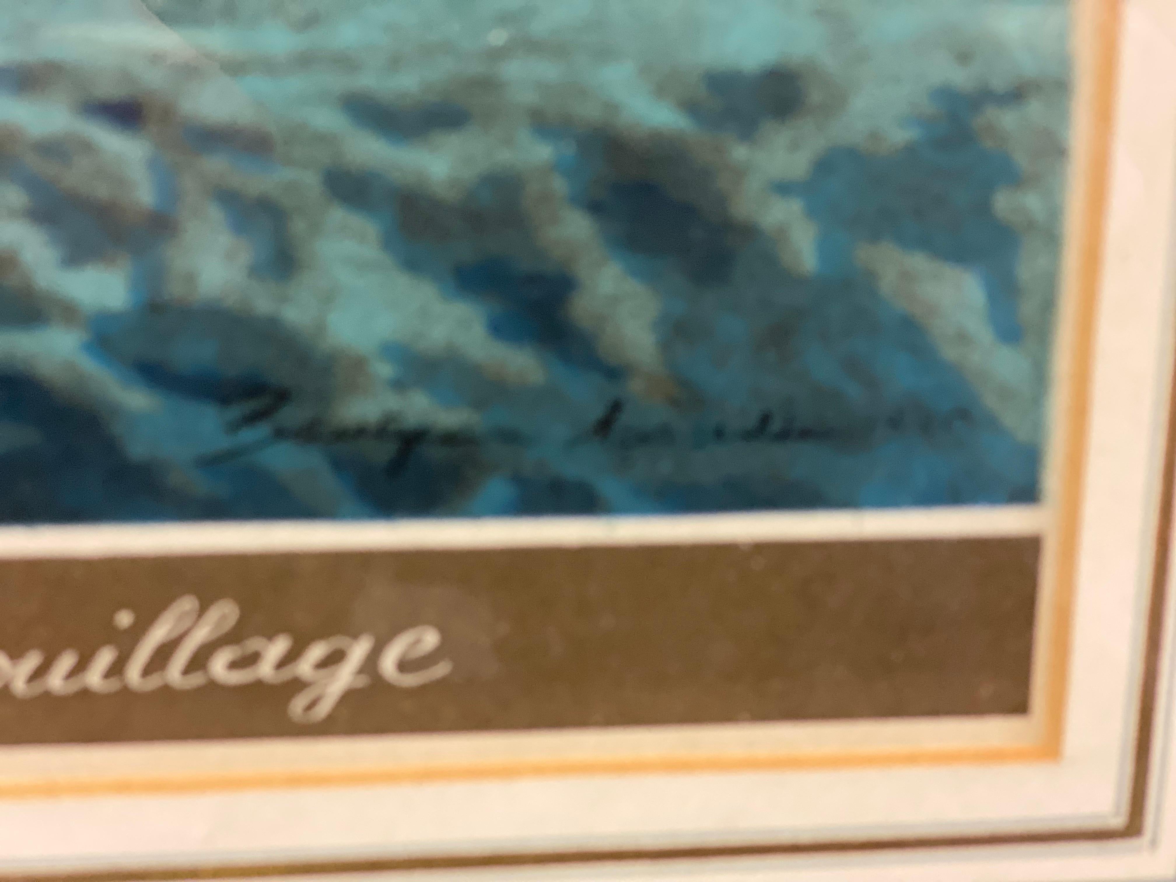 Grabado antiguo de Fragata americana Barco de la acuarela de Jean-Jérome Baugean 1