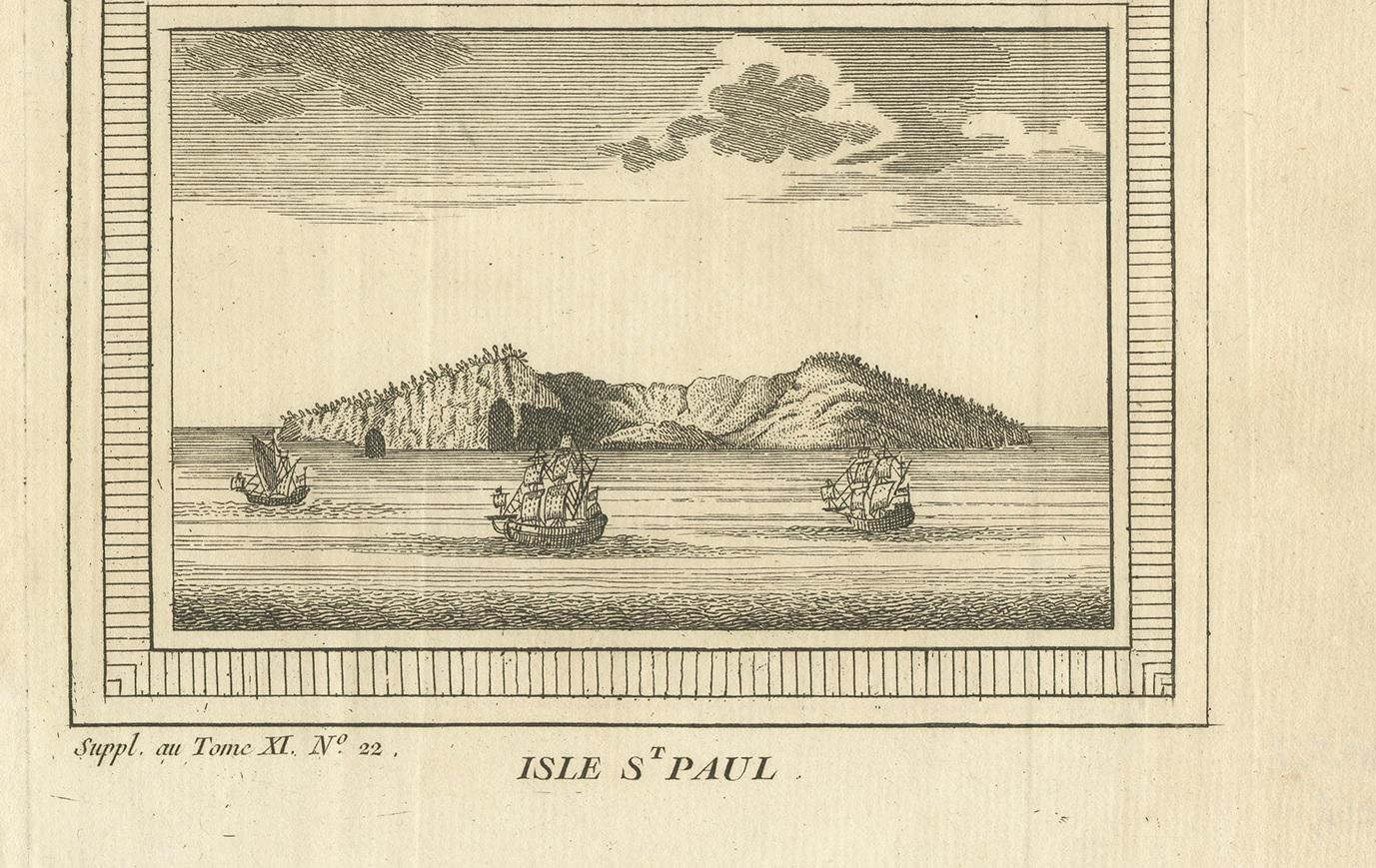 Antique Print of Amsterdam and St. Paul Island by Bellin '1753' In Good Condition For Sale In Langweer, NL