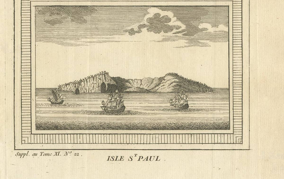 Antique Print of Amsterdam and St. Paul Island by Bellin '1753'