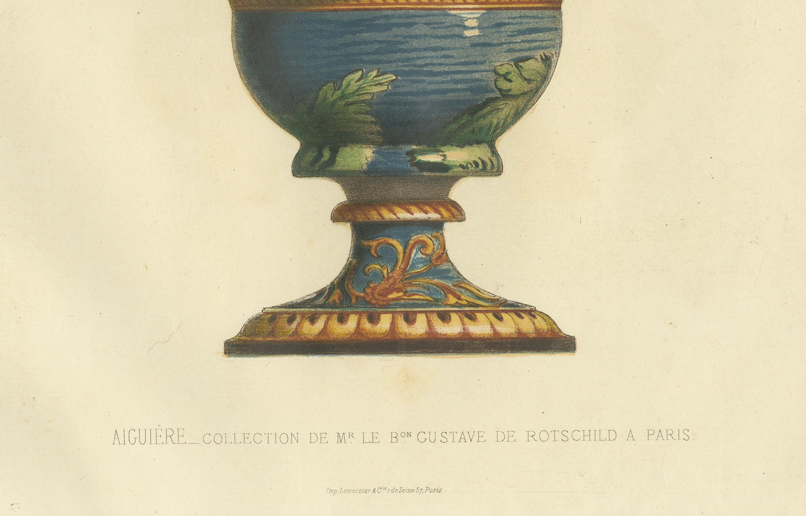 Impression ancienne d'un aiguire de M. le Bon Gustave Rothschild par Delange '1869' en vente 1