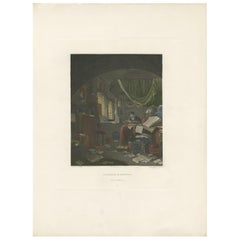 Antique Print of an Alchemist at Work by Texier, 'c.1810'