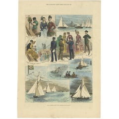 Antique Print of an Amateur Sailing Match, 1883