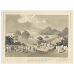 Impression ancienne d'un cimetière américain à Shimoda, Japon, 1856