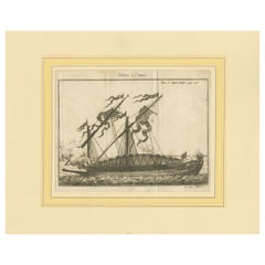Antique Print of an Anchored Ship by Pluche '1735'