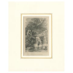 Stampa antica di un pescatore di Pittman del 1819