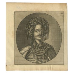 Antique Print of an Arab Man with an Interesting Tulband from Cairo, Egypt, 1698
