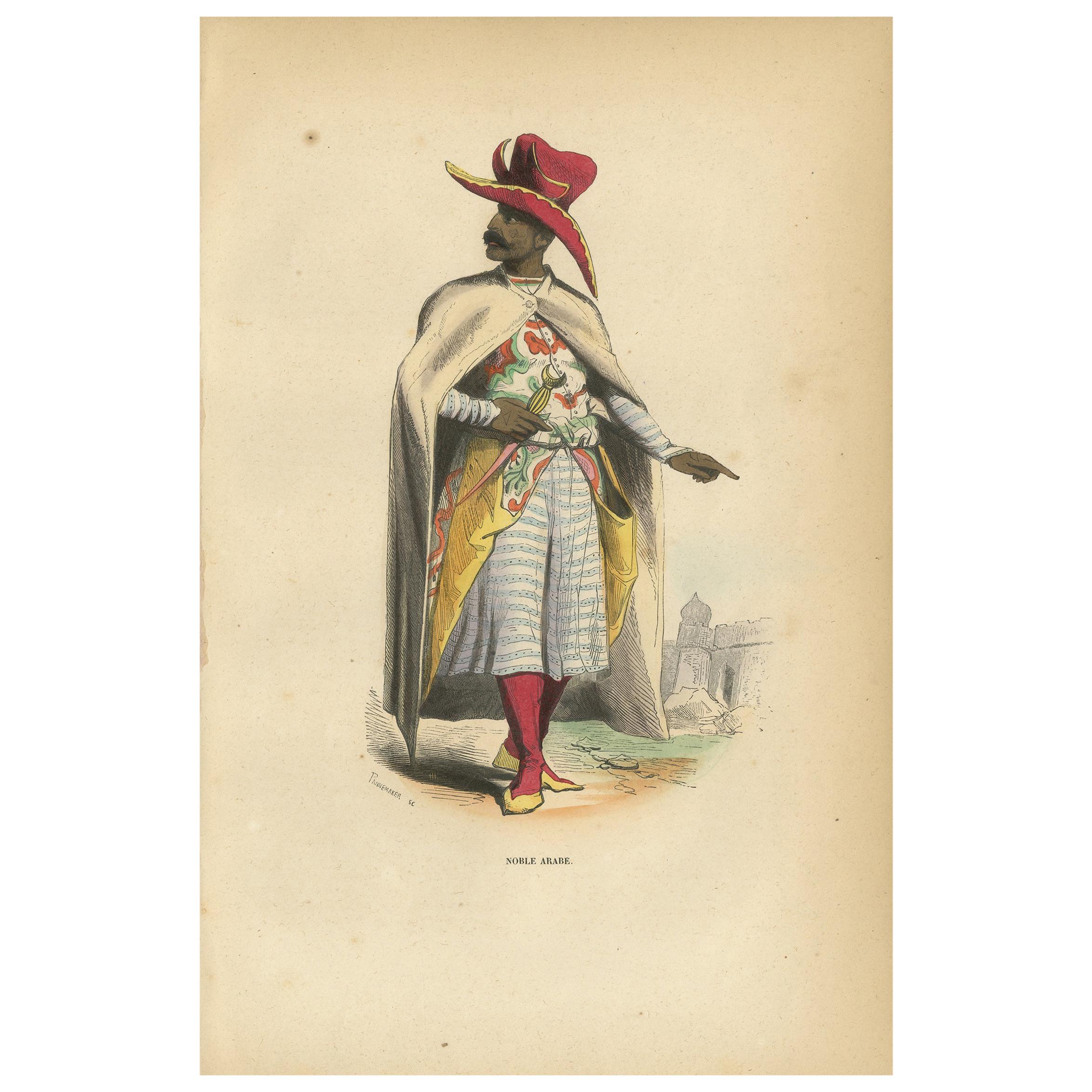 Antique Print of an Arab Nobleman by Wahlen '1843' For Sale
