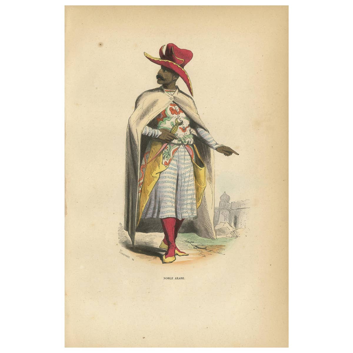 Antique Print of an Arab Nobleman by Wahlen '1843'