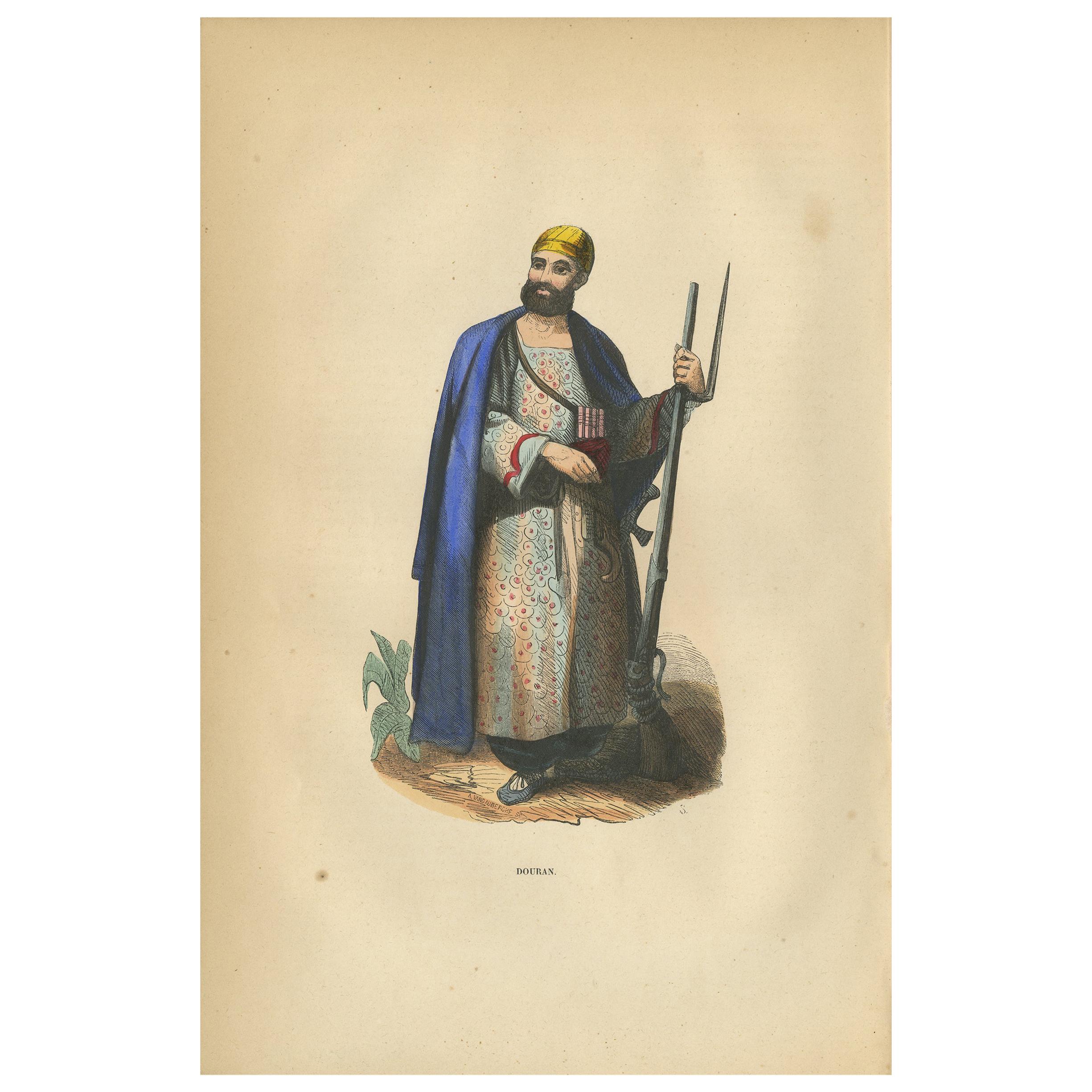 Antique Print of an Arabian Man by Wahlen '1843'
